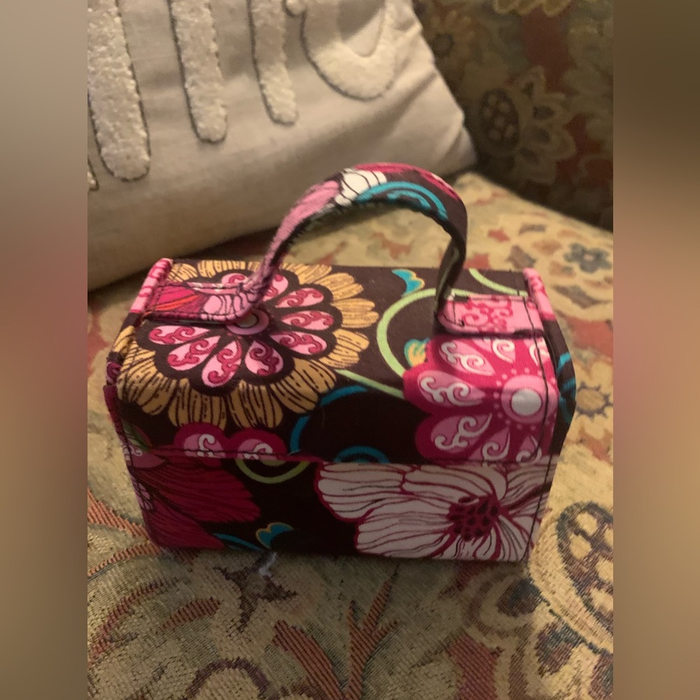 Vera Bradley Floral Cosmetic Case in Pink, Brown, Teal